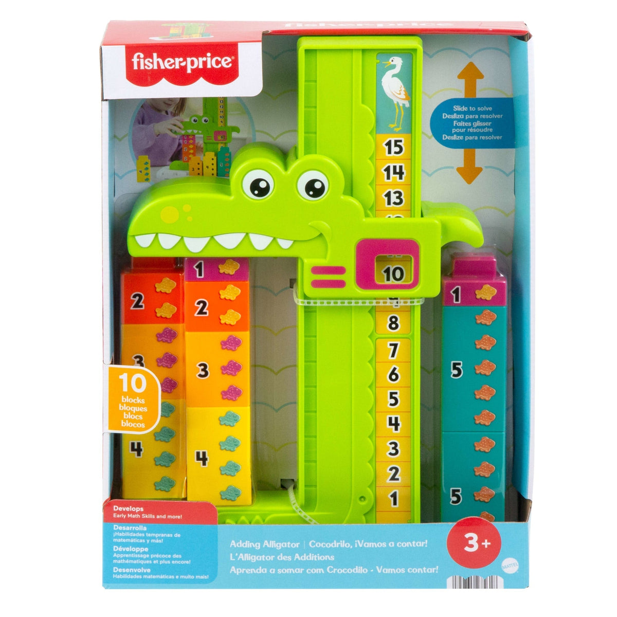 Fisher-Price L’Alligator des Additions. 10 Blocs à Empiler