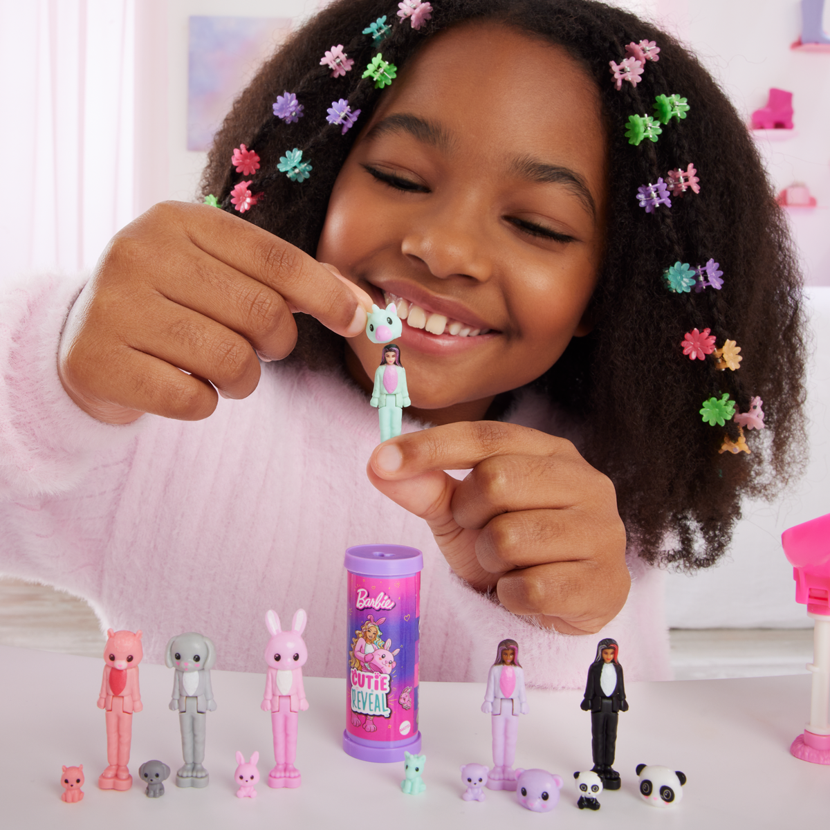 Barbie Mini Barbieland Cutie Reveal Doll & Pet, 1.5-Inch Color Dream Series