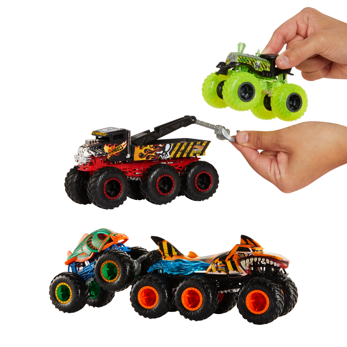 Hot Wheels Monster Trucks Vehículo de Juguete Camiones Remolque Sorpresa Escala 1:64