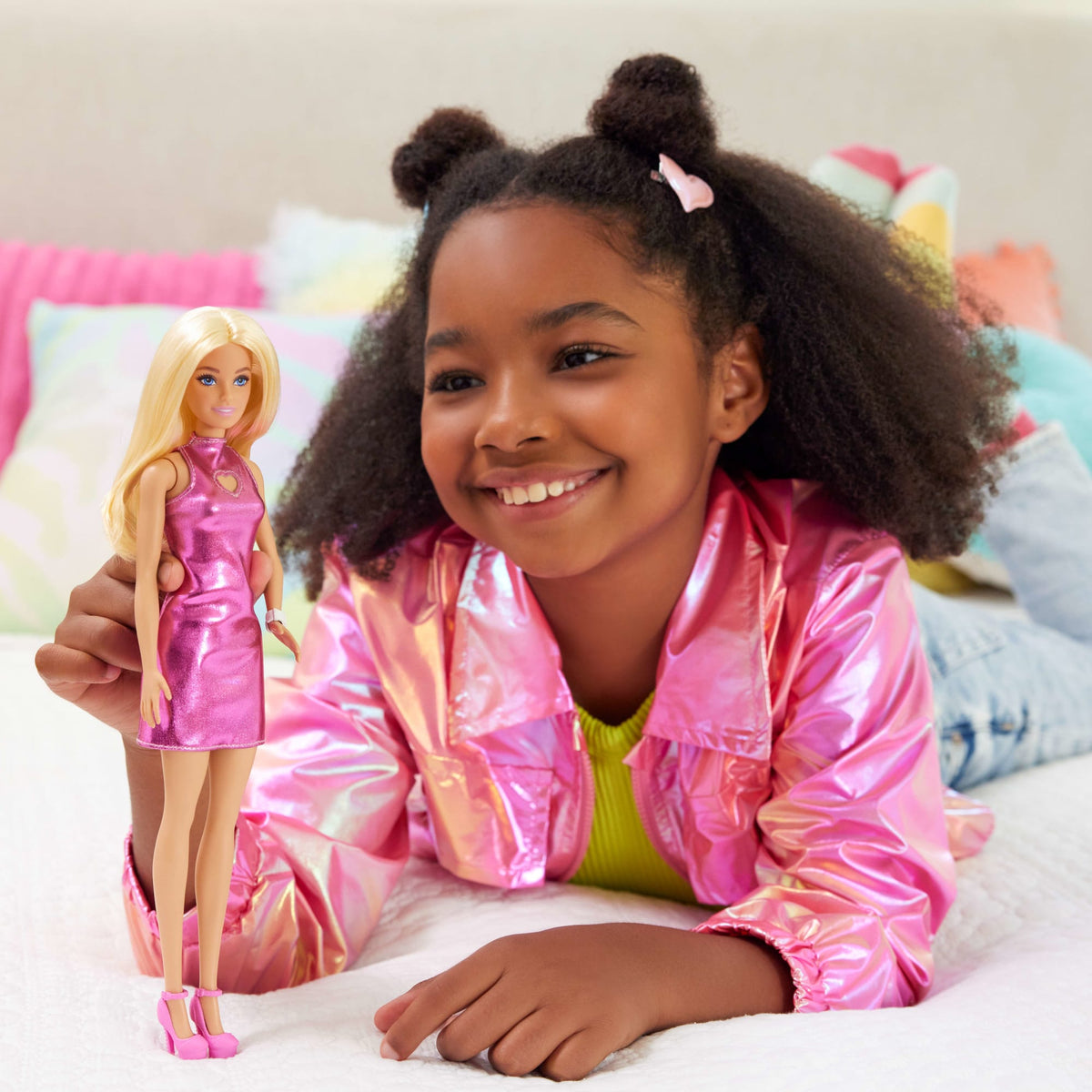 Barbie Fashionista Muñeca Vestido Rosa de Piel