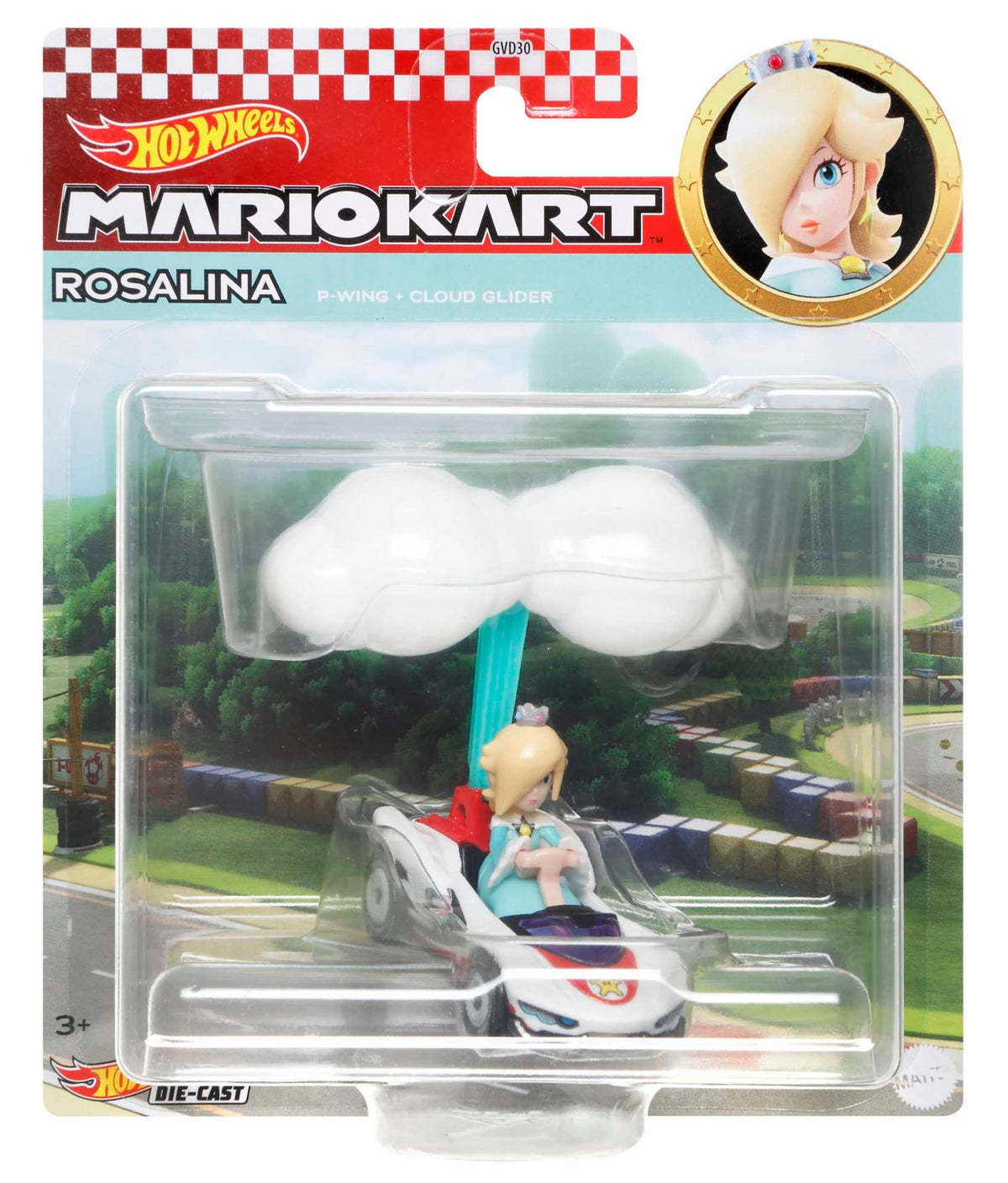 Hot Wheels Mario Kart Veículo de Brinquedo Rosalina P-Wing com Cloud Glider