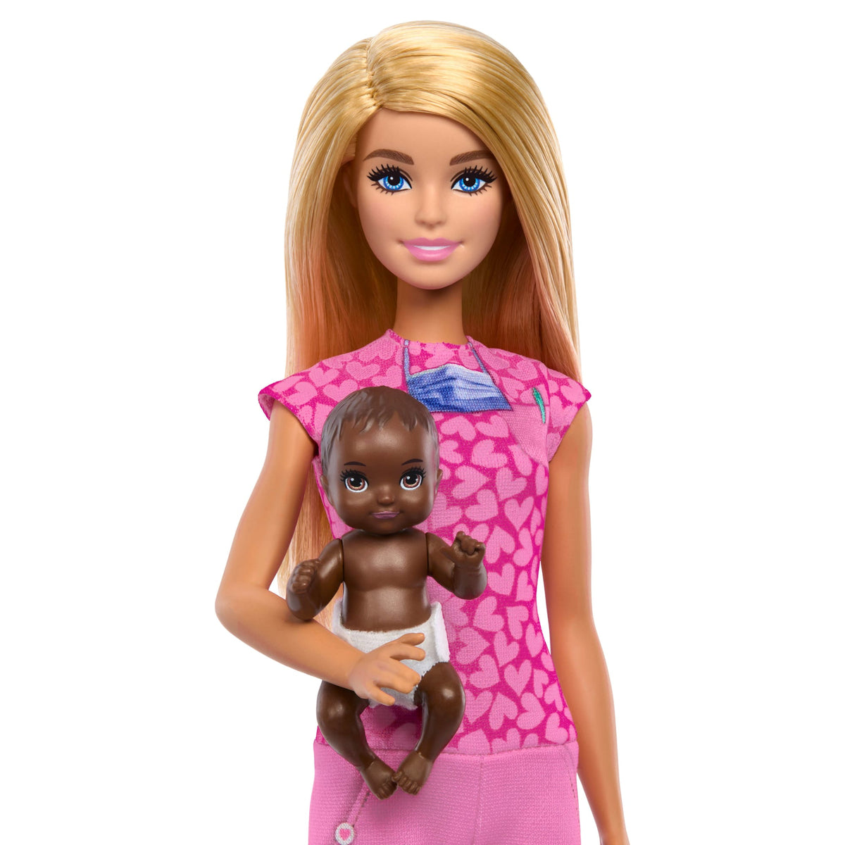 Poupée Barbie Pédiatre Avec Poupée Mode Blonde, 1Poupée Bébé, Meubles et Accessoires